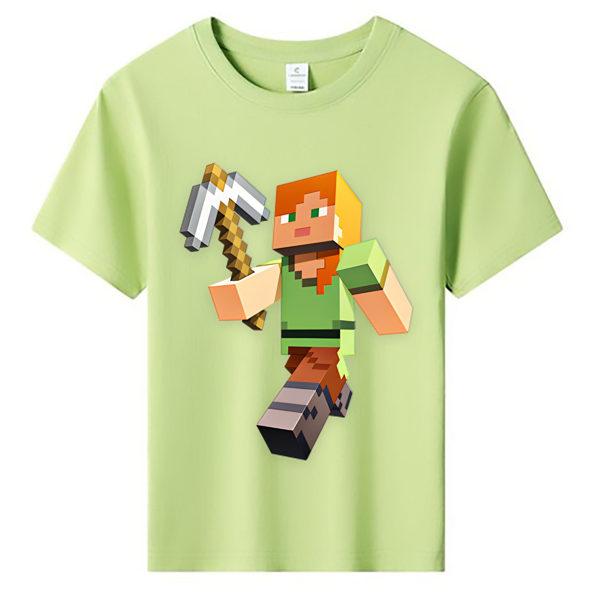 （画像用） マインクラフト ブロックの世界 Minecraft MC Block world 綿100％キッズTシャツ（フロントプリント）